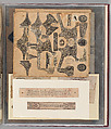 Workbook Recording the Engraved Firearms Ornament of Louis D. Nimschke (1832–1904), Louis Daniel Nimschke (American, born Ebersdorf, Reuss Schleiz, Germany July 14, 1832–April 9, 1904 Brooklyn, New York), Ink on paper, leather binding, American, New York