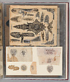 Workbook Recording the Engraved Firearms Ornament of Louis D. Nimschke (1832–1904), Louis Daniel Nimschke (American, born Ebersdorf, Reuss Schleiz, Germany July 14, 1832–April 9, 1904 Brooklyn, New York), Ink on paper, leather binding, American, New York