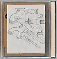 Workbook Recording the Engraved Firearms Ornament of Louis D. Nimschke (1832–1904), Louis Daniel Nimschke (American, born Ebersdorf, Reuss Schleiz, Germany July 14, 1832–April 9, 1904 Brooklyn, New York), Ink on paper, leather binding, American, New York