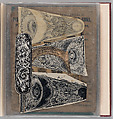 Workbook Recording the Engraved Firearms Ornament of Louis D. Nimschke (1832–1904), Louis Daniel Nimschke (American, born Ebersdorf, Reuss Schleiz, Germany July 14, 1832–April 9, 1904 Brooklyn, New York), Ink on paper, leather binding, American, New York