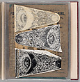 Workbook Recording the Engraved Firearms Ornament of Louis D. Nimschke (1832–1904), Louis Daniel Nimschke (American, born Ebersdorf, Reuss Schleiz, Germany July 14, 1832–April 9, 1904 Brooklyn, New York), Ink on paper, leather binding, American, New York