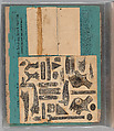 Workbook Recording the Engraved Firearms Ornament of Louis D. Nimschke (1832–1904), Louis Daniel Nimschke (American, born Ebersdorf, Reuss Schleiz, Germany July 14, 1832–April 9, 1904 Brooklyn, New York), Ink on paper, leather binding, American, New York