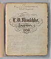 Workbook Recording the Engraved Firearms Ornament of Louis D. Nimschke (1832–1904), Louis Daniel Nimschke (American, born Ebersdorf, Reuss Schleiz, Germany July 14, 1832–April 9, 1904 Brooklyn, New York), Ink on paper, leather binding, American, New York