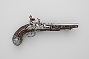 Combination Flintlock Pistol and Concealed Dagger, Probably by Matteo Cecchi, called Acquafresca (Italian, Bargi, 1651–1738), Steel, silver, wood (walnut), Italian, Bargi