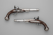 Pair of Flintlock Pistols, Claude Martin (French, Lyon 1735–1800 Lucknow), Steel, wood, silver, gold, Indian, Lucknow, and possibly British, London