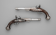 Pair of Flintlock Pistols, Claude Martin (French, Lyon 1735–1800 Lucknow), Steel, wood, silver, gold, Indian, Lucknow, and possibly British, London