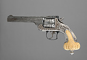 Smith & Wesson .44 Double-Action Frontier Model Revolver decorated by Tiffany & Co. (serial no. 8401), with Case and Cleaning Rod, Smith & Wesson (American, established 1852), Steel, silver, ivory, textile (chamois), wood (California laurel), American, Springfield, Massachusetts and New York