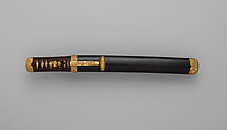 金魚子地秋草図金具合口拵・付銀刀 Blade and Mounting for a Dagger (<i>Tantō</i>), Fittings and blade by 宮田信清 Miyata Nobukiyo (Japanese, Kyōto 1817–1884 Edo (present-day Tokyo)), Steel, silver, copper, copper-gold alloy (<i>shakudō</i>), gold, ray skin (<i>same</i>), baleen, lacquer, Japanese