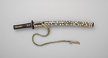 グリ彫金具脇指拵 Blade and Mounting for a Short Sword (<i>Wakizashi</i>), 尾張関 Owari-Seki (Japanese, active 17th century), Steel, wood, lacquer, ray skin (<i>same</i>), baleen, copper-gold alloy (<i>shakudō</i>), copper (<i>hiirodō</i>), Japanese