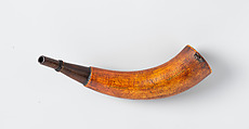 Powder Horn of John Mahard, John Bush (Colonial American, Massachusetts ca. 1725–ca. 1758), Cowhorn, wood, iron, Colonial American