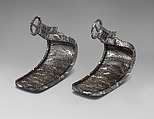 Stirrups (<i>Abumi</i>), Ujiyoshi (Japanese, active 18th century), Iron, silver, Japanese