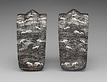 Stirrups (<i>Abumi</i>), Ujiyoshi (Japanese, active 18th century), Iron, silver, Japanese