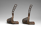 Pair of Stirrups (<i>Tsubo Abumi</i>), Iron, wood, lacquer, Japanese