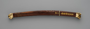 Blade and Mounting for a Double-Edged Dagger (Ken), Steel, wood, lacquer, gold, antler, Japanese
