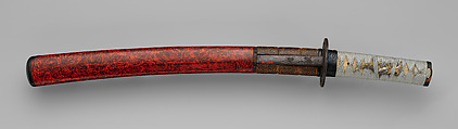 Blade and Mounting for a Short Sword (Wakizashi), Steel, wood, lacquer,  rayskin (samé), thread, copper-gold alloy (shakudō), silver, copper, iron, Japanese