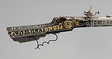 Wheellock Rifle, Caspar Spät (German, Munich, ca. 1611–1691), Steel, gold, wood (ebony), staghorn, bone, German, Munich and Augsburg