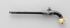 Miquelet Pistol, Steel, silver, ivory, leather, chern, Caucasian
