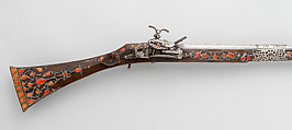 Miquelet Gun of Ali Pasha, Wood, steel, silver, coral, Algerian