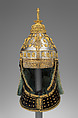 Ceremonial Helmet, Steel, copper, gold, silk, metallic thread, Chinese