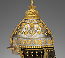 Ceremonial Helmet, Steel, copper, gold, silk, metallic thread, Chinese