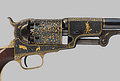 Colt Third Model Dragoon Percussion Revolver, serial no. 12406, Samuel Colt (American, Hartford, Connecticut 1814–1862), Steel, brass, gold, wood (walnut), American, Hartford, Connecticut