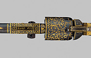 Colt Third Model Dragoon Percussion Revolver, serial no. 12406, Samuel Colt (American, Hartford, Connecticut 1814–1862), Steel, brass, gold, wood (walnut), American, Hartford, Connecticut