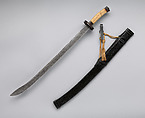 Saber with Scabbard and Belt Hook (清    腰刀), Steel, iron, silk, leather, wood, Chinese