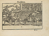 Gründtliche Beschreibung der freyen ritterlichen unnd adelichen Kunst des Fechtens in allerley gebreuchlichen Wehren mit vil schönen und nützlichen Figuren gezieret und fürgestellet (A Thorough Description of the Free Knightly and Noble Art of Fencing, in All the Typical Guards, Adorned and Arranged with Many Beautiful and Useful Figures), Joachim Meyer (German, active 16th–17th century), Ink, paper, German, Strasbourg