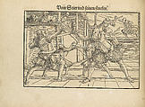 Gründtliche Beschreibung der freyen ritterlichen unnd adelichen Kunst des Fechtens in allerley gebreuchlichen Wehren mit vil schönen und nützlichen Figuren gezieret und fürgestellet (A Thorough Description of the Free Knightly and Noble Art of Fencing, in All the Typical Guards, Adorned and Arranged with Many Beautiful and Useful Figures), Joachim Meyer (German, active 16th–17th century), Ink, paper, German, Strasbourg