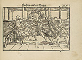 Gründtliche Beschreibung der freyen ritterlichen unnd adelichen Kunst des Fechtens in allerley gebreuchlichen Wehren mit vil schönen und nützlichen Figuren gezieret und fürgestellet (A Thorough Description of the Free Knightly and Noble Art of Fencing, in All the Typical Guards, Adorned and Arranged with Many Beautiful and Useful Figures), Joachim Meyer (German, active 16th–17th century), Ink, paper, German, Strasbourg