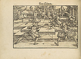 Gründtliche Beschreibung der freyen ritterlichen unnd adelichen Kunst des Fechtens in allerley gebreuchlichen Wehren mit vil schönen und nützlichen Figuren gezieret und fürgestellet (A Thorough Description of the Free Knightly and Noble Art of Fencing, in All the Typical Guards, Adorned and Arranged with Many Beautiful and Useful Figures), Joachim Meyer (German, active 16th–17th century), Ink, paper, German, Strasbourg