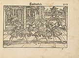 Gründtliche Beschreibung der freyen ritterlichen unnd adelichen Kunst des Fechtens in allerley gebreuchlichen Wehren mit vil schönen und nützlichen Figuren gezieret und fürgestellet (A Thorough Description of the Free Knightly and Noble Art of Fencing, in All the Typical Guards, Adorned and Arranged with Many Beautiful and Useful Figures), Joachim Meyer (German, active 16th–17th century), Ink, paper, German, Strasbourg