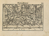 Gründtliche Beschreibung der freyen ritterlichen unnd adelichen Kunst des Fechtens in allerley gebreuchlichen Wehren mit vil schönen und nützlichen Figuren gezieret und fürgestellet (A Thorough Description of the Free Knightly and Noble Art of Fencing, in All the Typical Guards, Adorned and Arranged with Many Beautiful and Useful Figures), Joachim Meyer (German, active 16th–17th century), Ink, paper, German, Strasbourg