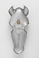 Shaffron (Horse's Head Defense), Steel, copper alloy, gold, leather, German, Augsburg