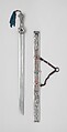 Sword with Scabbard, Iron, silver, wood, textile, turquoise, coral, leather, Tibetan