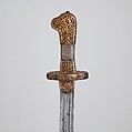 Sword and Scabbard, Iron, gold, rayskin, wood, Tibetan