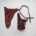 Bow Case, Quiver, and Belt (gzhu shubs dang mda' shubs), Leather, shellac, pigment, wood, iron, gold, Tibetan or Mongolian
