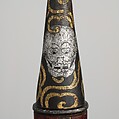Spear Decorated with Tibetan Buddhist Symbols, Iron, gold, silver, wood, pigment, Tibetan