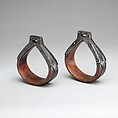 Pair of Stirrups, Wood, iron, copper alloy, Tibetan or Mongolian