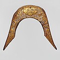 Pommel Plate from a Saddle, Iron, gold, Tibetan