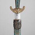 Sword with Scabbard, Steel, brass, enamel, wood, Chinese