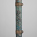 Sword with Scabbard, Steel, brass, enamel, wood, Chinese