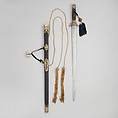 Sword with Scabbard, Steel, bronze, leather, cord, wood, silver, probably stone, Chinese