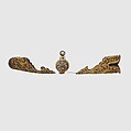 Curved Sword and Matching Scabbard Mounts, Steel, iron, gold, wood, ray skin, hilt and scabbard mounts, Tibetan; blade, Indian