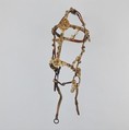 Bridle and Matching Crupper Straps, Iron, leather, gold, textile, Tibetan