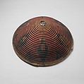 Domed Shield, Cane, iron, brass, silver, pigments, leather, Tibetan