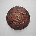 Domed Shield, Cane, iron, brass, silver, pigments, leather, Tibetan