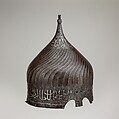 Turban Helmet, Steel, gold, silver, Iranian