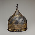 Turban Helmet, Steel, iron, gold, silver, copper alloy, Turkish, possibly Istanbul, in the style of Turkman armor