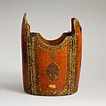 Cuirass, Leather, lacquer, pigment, iron, copper alloy, gold, Iranian